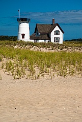 Stage Harbor Light on Beach Sand in Cape Cod